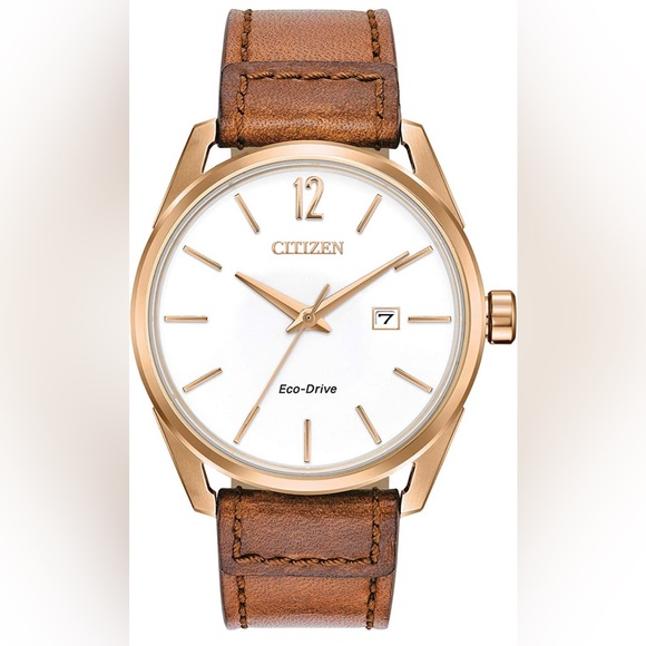 Citizen SOLAR Powered Watch - Rose Gold ☀️🌹🕰️ Brown Leather - Eco Drive - 42mm